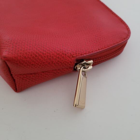 Furla 2 Piece Set Cases Red Leather Cosmetic Bags Pouch Small Good Condition - Picture 6 of 14